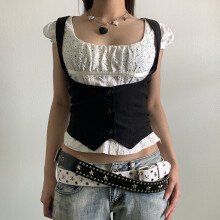 Women?s Punk Waistcoat Vest Sexy Body Shaping Vest Single-breasted Sleeveless Tuxedo Corsetier 90s Fairycore