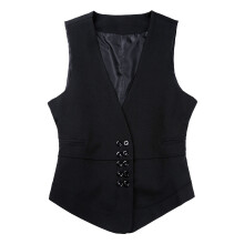 Women All-match Waistcoat V Neck Double-Breasted Button Down Blazer Adjustable Back Strap Fully Lined Suit Vest for Office Party
