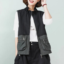 Stand Collar Spring Autumn Vest Waistcoat Female Short Loose Casual Sleeveless Women Vest Jacket Lined Outerwea
