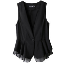 OL Women Suit Vest Short Style Elastic Waist Slim Office Big Size Female Tops Jackets