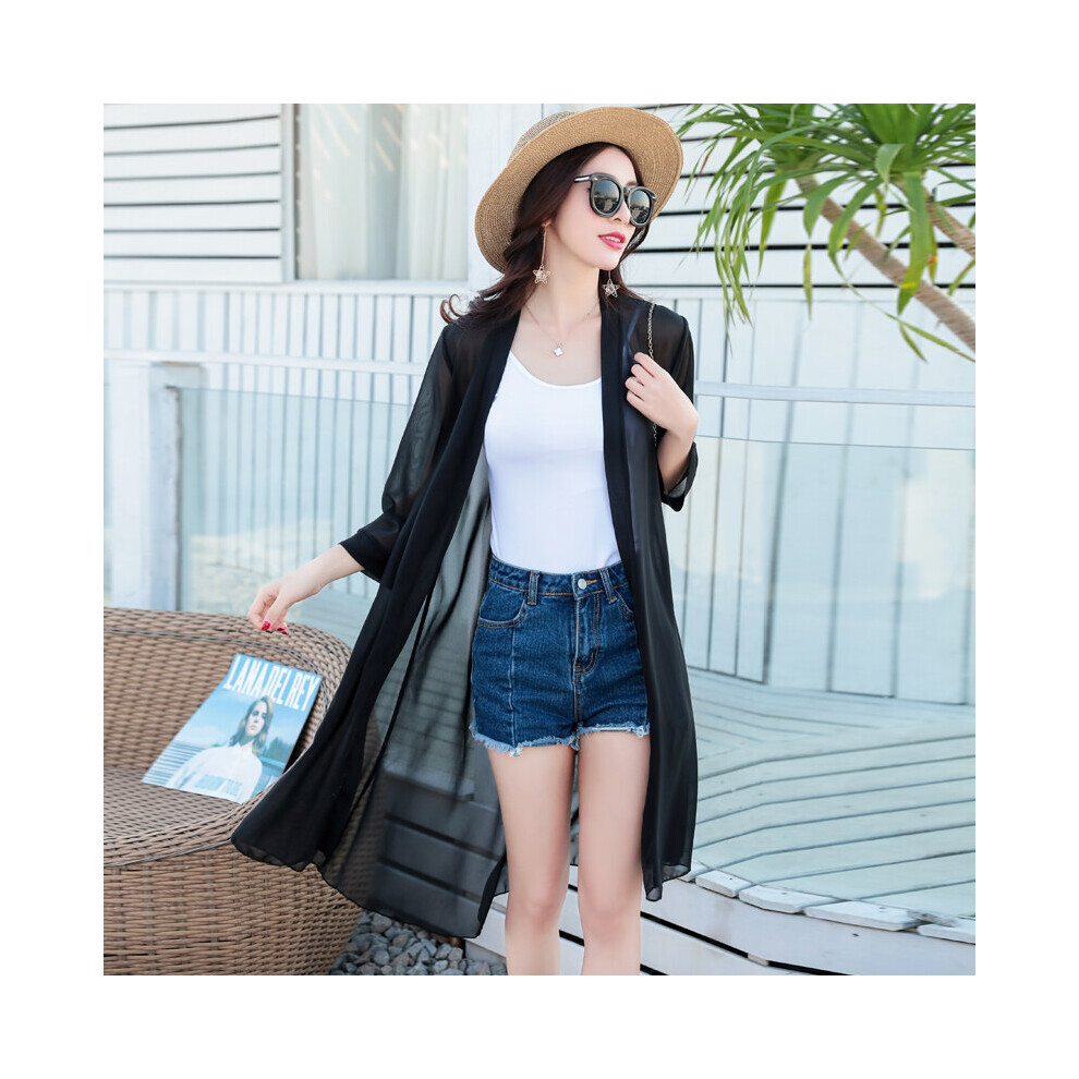 #3528 Sunscreen Jacket Women Cardigan Kimono Jacket Long Thin Chiffon Summer See Through Beach Womens Jackets And Coats Loose-image-OPC-PBQJ62D-NEW