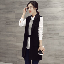 Classic Women Long Blazer Vest Office Lady Coat Female Waistcoat Causal Suits Sleeveless Jacket