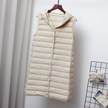 Schinteon Women Ultra Light Down Long Vest with Hood Casual Slim Waistcoat 90% Duck Down Gilet