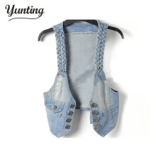 arrival buttons women denim vest small sleeveless jacket denim waistcoat