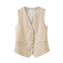 Women's Vest Single-Breasted Work Wear Slim Short Veste Femme Autumn Waistcoat Office Lady Sleeveless Jacket