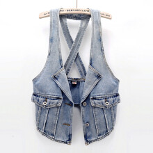 Vintage Denim Vest Women Spring Autumn Femme Slim Sleeveless Jacket Casual Short Jeans Waistcoat Ladies Tops H1201