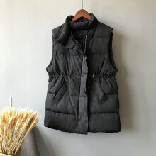 Winter Vest Warm Long Sleeveless Vests Stand-up Collar Cotton Waistcoat Gilet Female XZ650