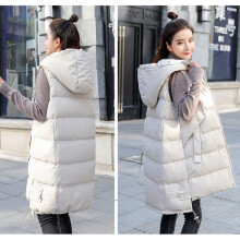 Winter Down Cotton Gilet Femme Hooded Long Vest Coat Women Solid Sleeveless Jacket Autumn Plus Size Waistcoat Women's Vest