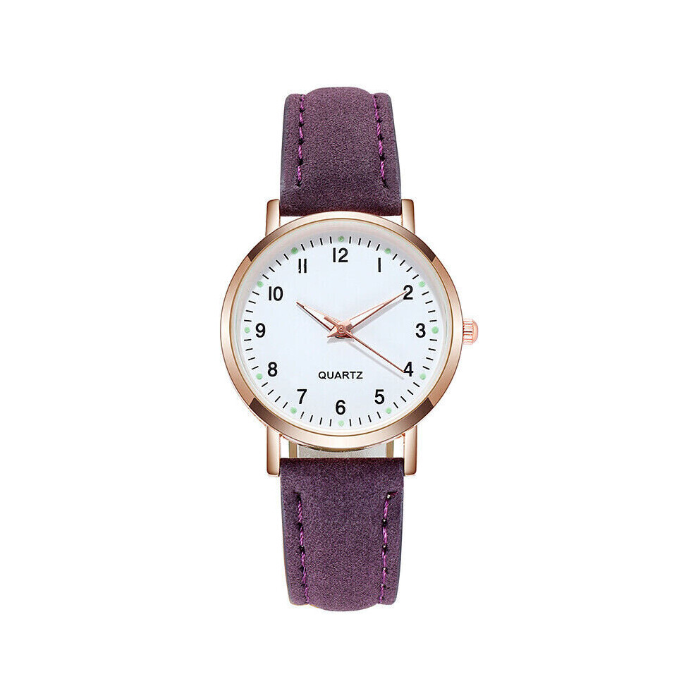 ( Purple) Ladies Wrist Watches Watch Quartz Analogue Women Leather Strap Casual Gift