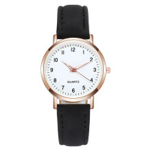( Black) Ladies Wrist Watches Watch Quartz Analogue Women Leather Strap Casual Gift