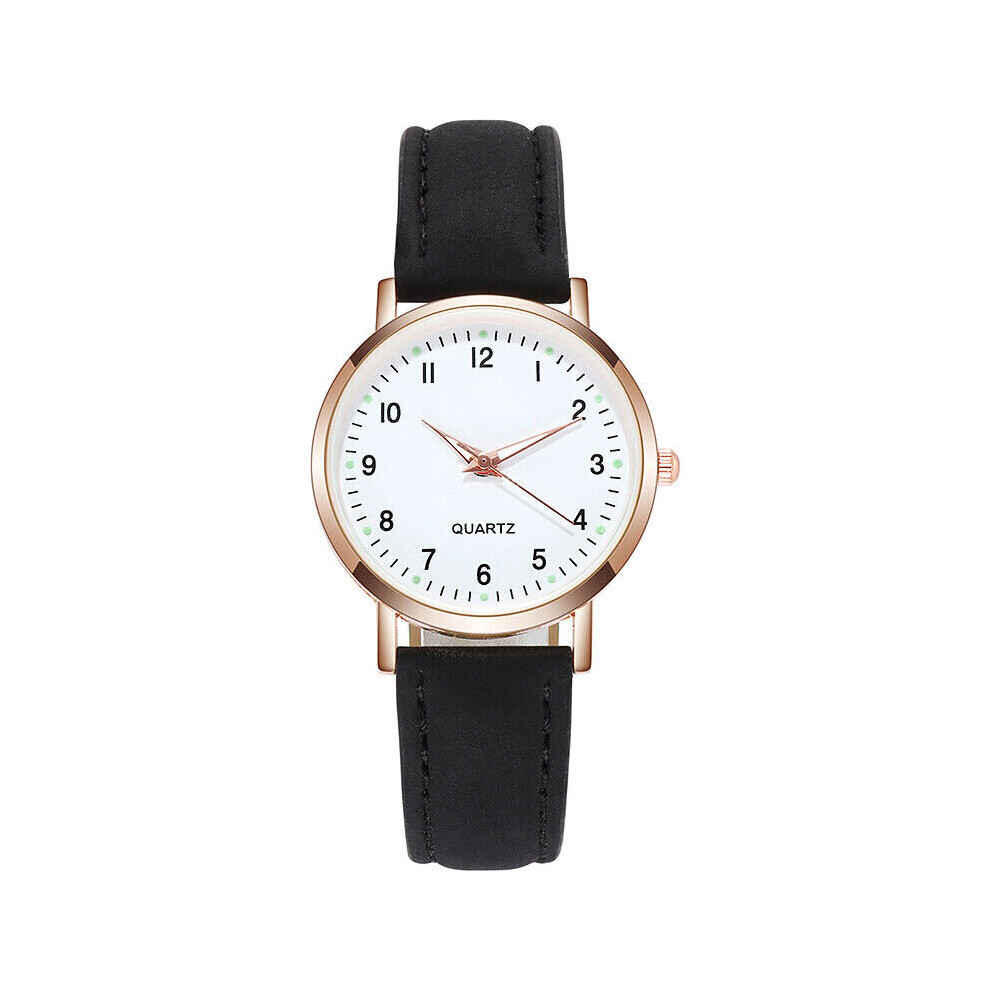 ( Black) Ladies Wrist Watches Watch Quartz Analogue Women Leather Strap Casual Gift