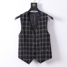 #0719 Grey Plaid Vest Coat Women Office Short Vest Waistcoat Women V Neck Thin Sleeveless Blazer Spring Summer