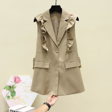 Vest Women Spring Autumn Version Ruffled Sleeveless Two-Button Suit Jacket Women's Waistcoat All Match