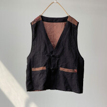 Women Loose Linen Patchwork Vests Ladies VIntage Spliced Waistcoat Outerwear Female Summer Retro Vest