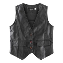 Vangull Vintage Brown Short Leather Vest Women Spring Spring Single Breasted Waistcoat Female Sleeveless Slim Vest