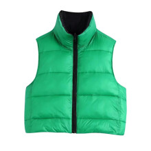 Woman Casual Green Double Wear Down Vest Autumn Female Warm Loose Short Vests Ladies High Street Zipper Outwear