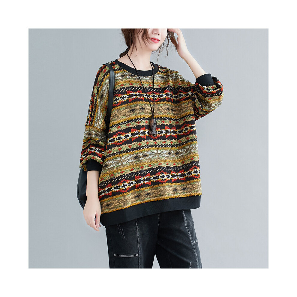 Oversized Women Winter Autumn Stripped Floral Pullover Sweater Woman Loose Casual Ladies Arrival Femme Warm Sweaters-image-OPC-PBQJBGF-NEW