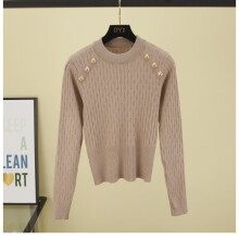 Full Sleeve O-neck High Sweater Shirts With Decorated Buttons Girls Stretchy Crop Tops Autumn Sweaters Pullovers Women
