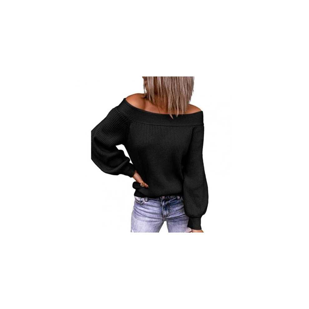 Autumn Winter Sweaters Women Solid Off Shoulder Knitted Sweaters for Women Loose Knitted Pullover Jumpers Tops pull femme-image-OPC-PBQJCFB-NEW