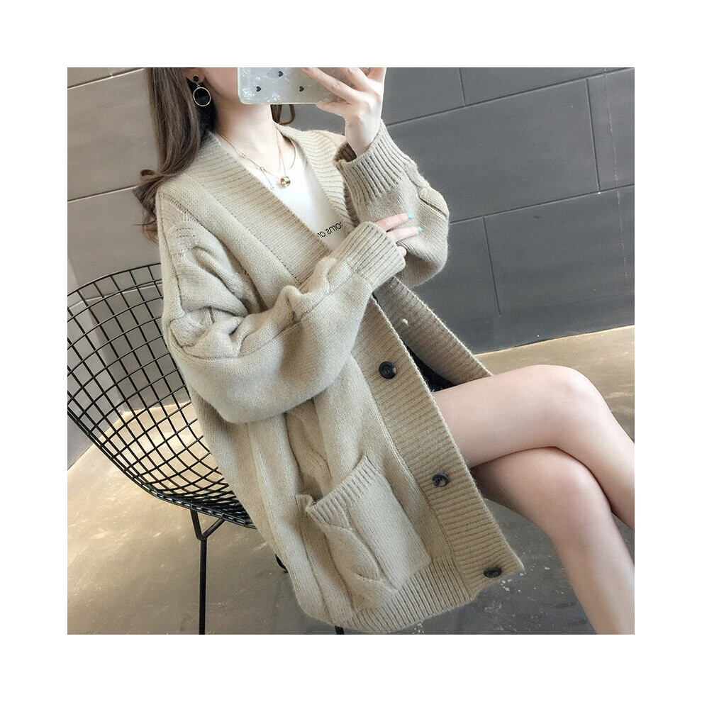 Women Sweaters v-neck long twist knitting cardigan languid lazy loose solid sweaters women LXJ2228-image-OPC-PBQJDNH-NEW