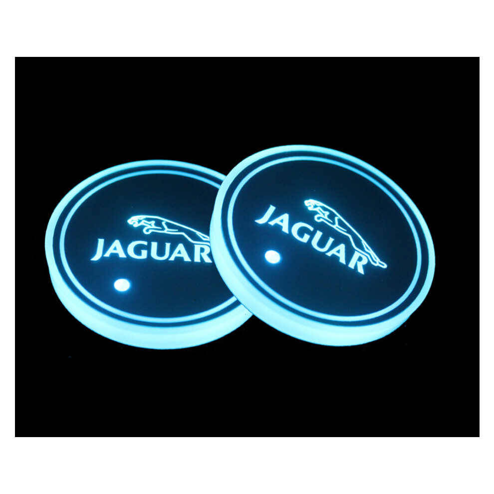 (Jaguar ) 2PCS LED Car Cup Bottle Holder Pad Mat Auto