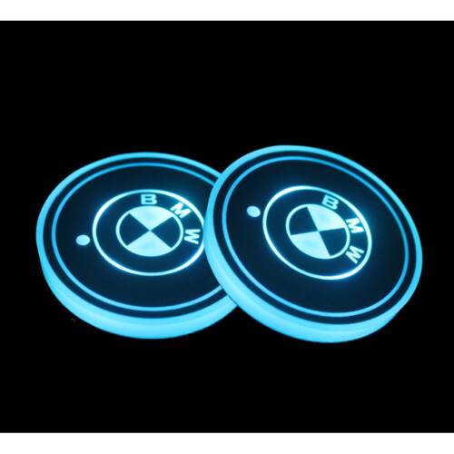 (BMW) 2PCS LED Car Cup Bottle Holder Pad Mat Auto