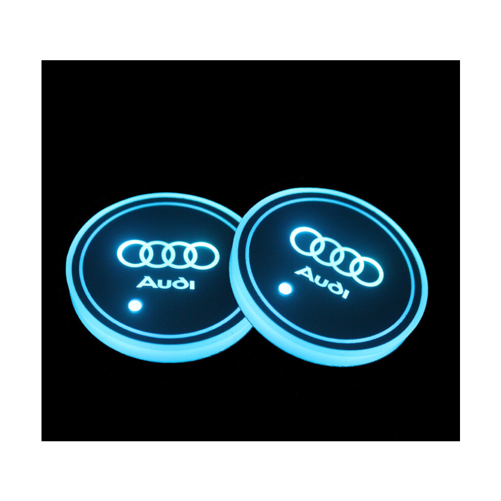 (Audi) 2PCS LED Car Cup Bottle Holder Pad Mat Auto