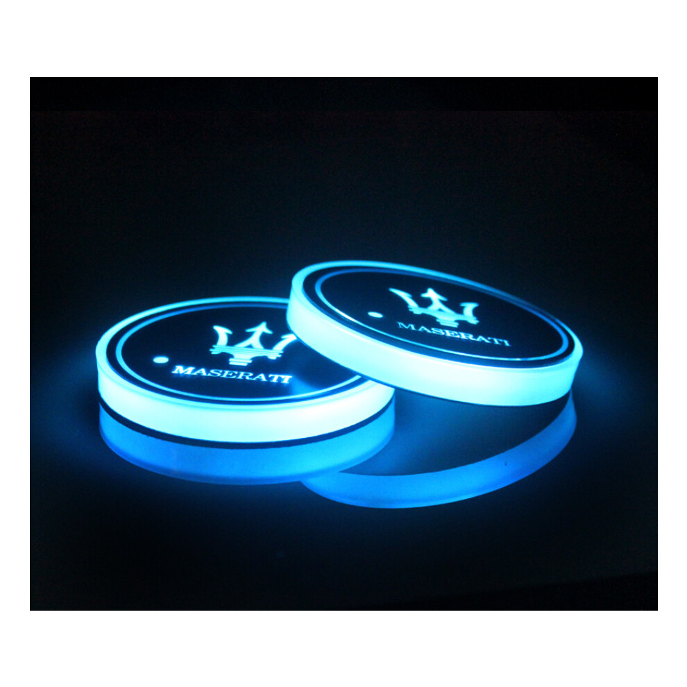 (Maserati) 2PCS LED Car Cup Bottle Holder Pad Mat Auto