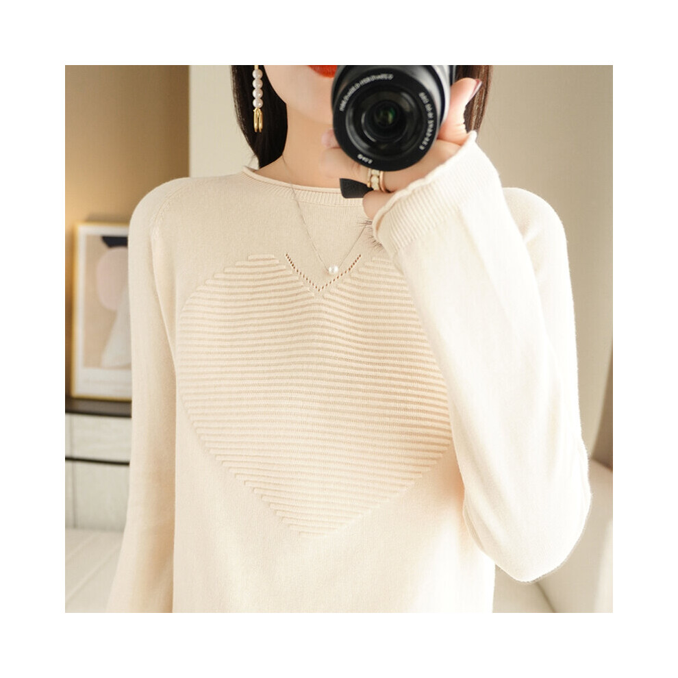 Large Size Spring Sweater Ladies O-Neck Long Sleeve Knit Tops 100%Cotton Pullover Loose Solid Wild Thin Bottoming Shirt-image-OPC-PBQJGRH-NEW