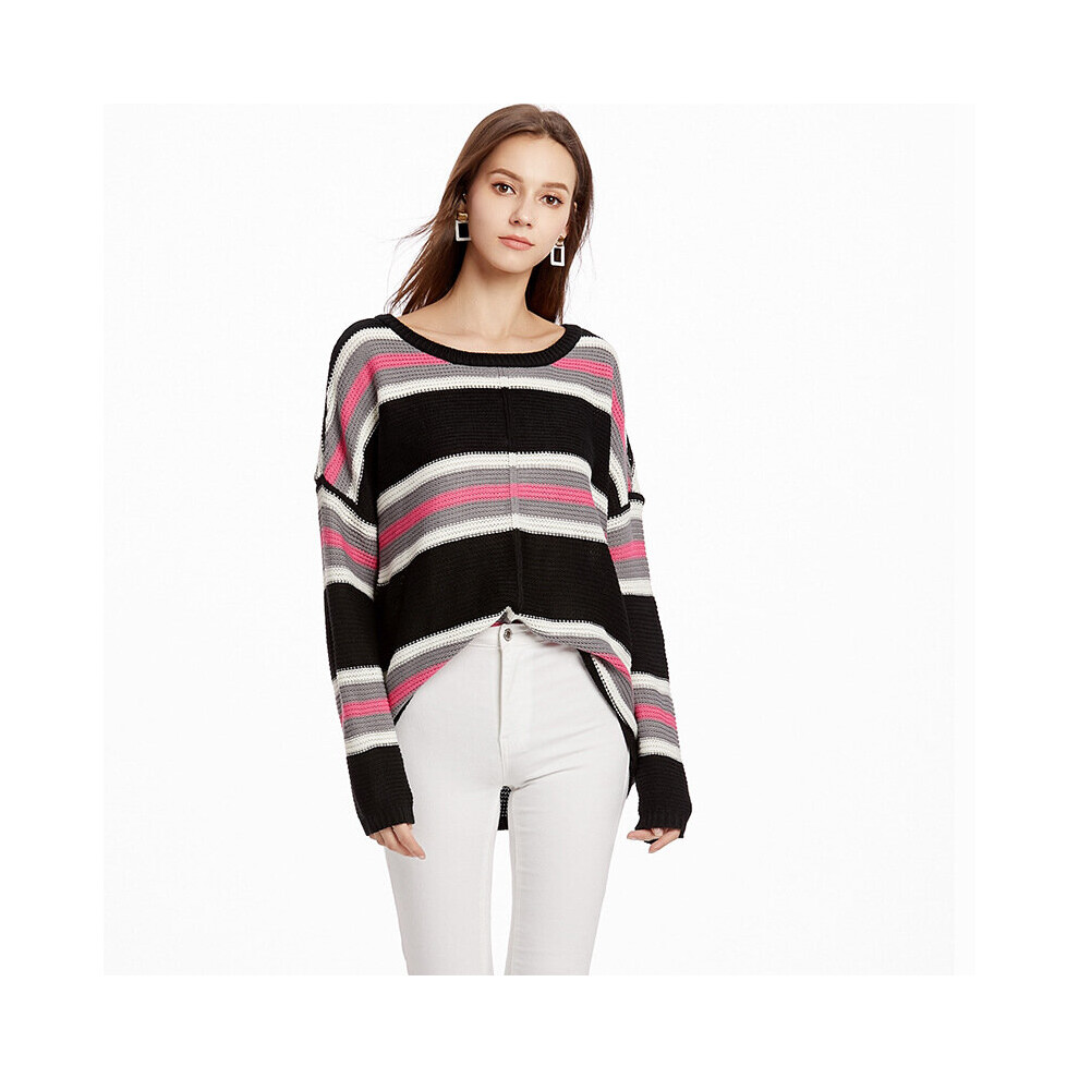 Women Neon Loose Knitted Sweaters Green Casual Striped Pullovers Ladies Hooded Jumpers Solid Female Hoodies-image-OPC-PBQJGNY-NEW