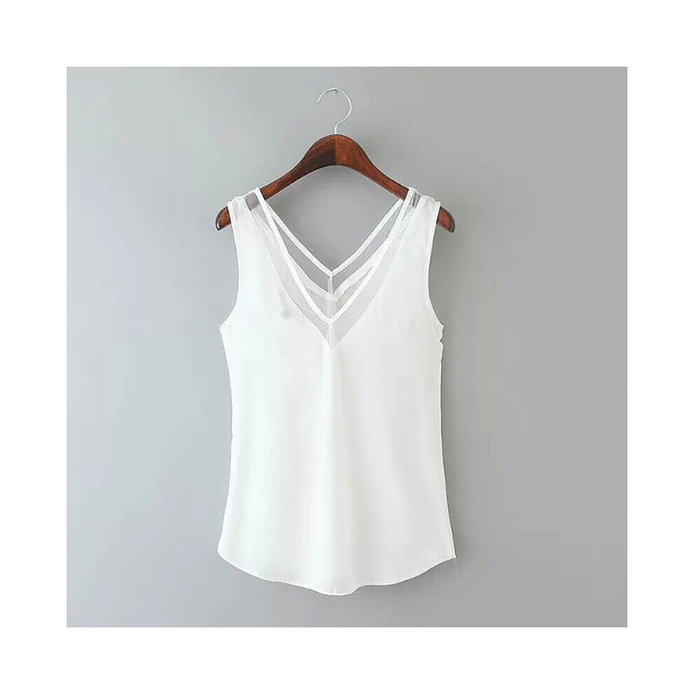 Summer Female Chiffon Vest Blouse Casual Sleeveless Shirts Sexy V Neck Mesh Tops Plus Size S-3XL-image-OPC-PBQJHHH-NEW