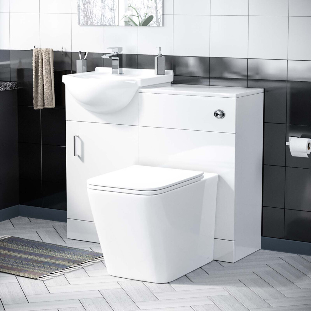 950 mm Basin Sink Vanity Unit and WC Toilet Compact Bathroom Suite Set| Elora