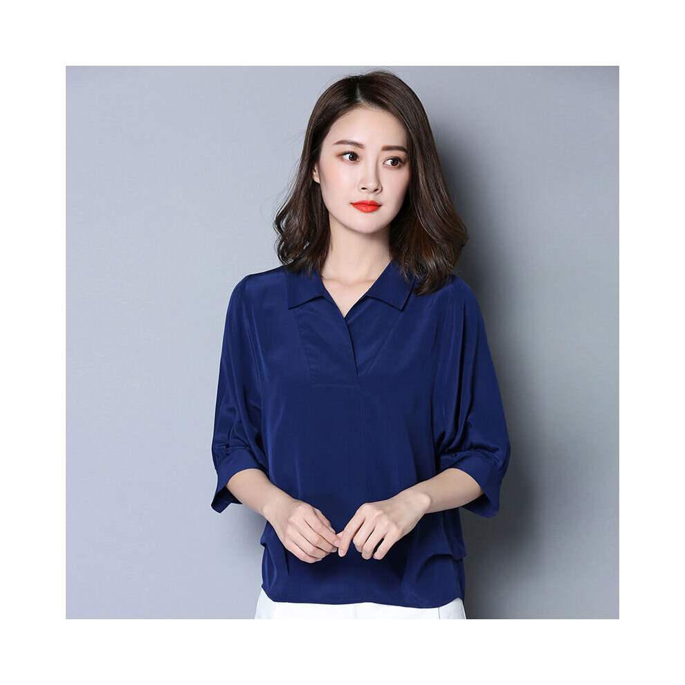 Loose Large Size Five-point Sleeve Shirt Female Bat Sleeve V-neck Solid Style Pullover Blouses Women Spring-image-OPC-PBQJMV9-NEW