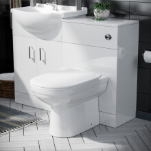 Ellen 550mm Vanity Basin Unit, WC Unit, Elso Back To Wall Toilet, Mono Mixer & Wate White