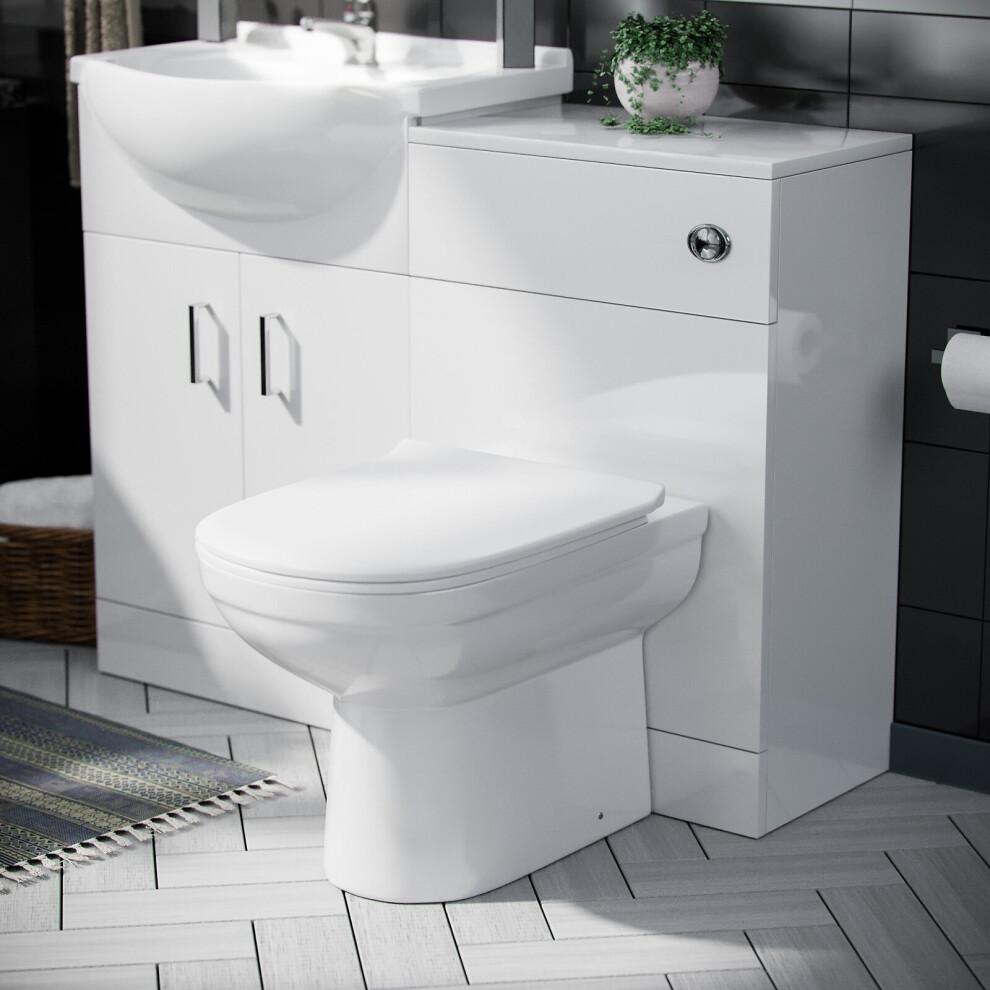 Ellen 550mm Vanity Basin Unit, WC Unit, Elso Back To Wall Toilet, Mono Mixer & Wate White
