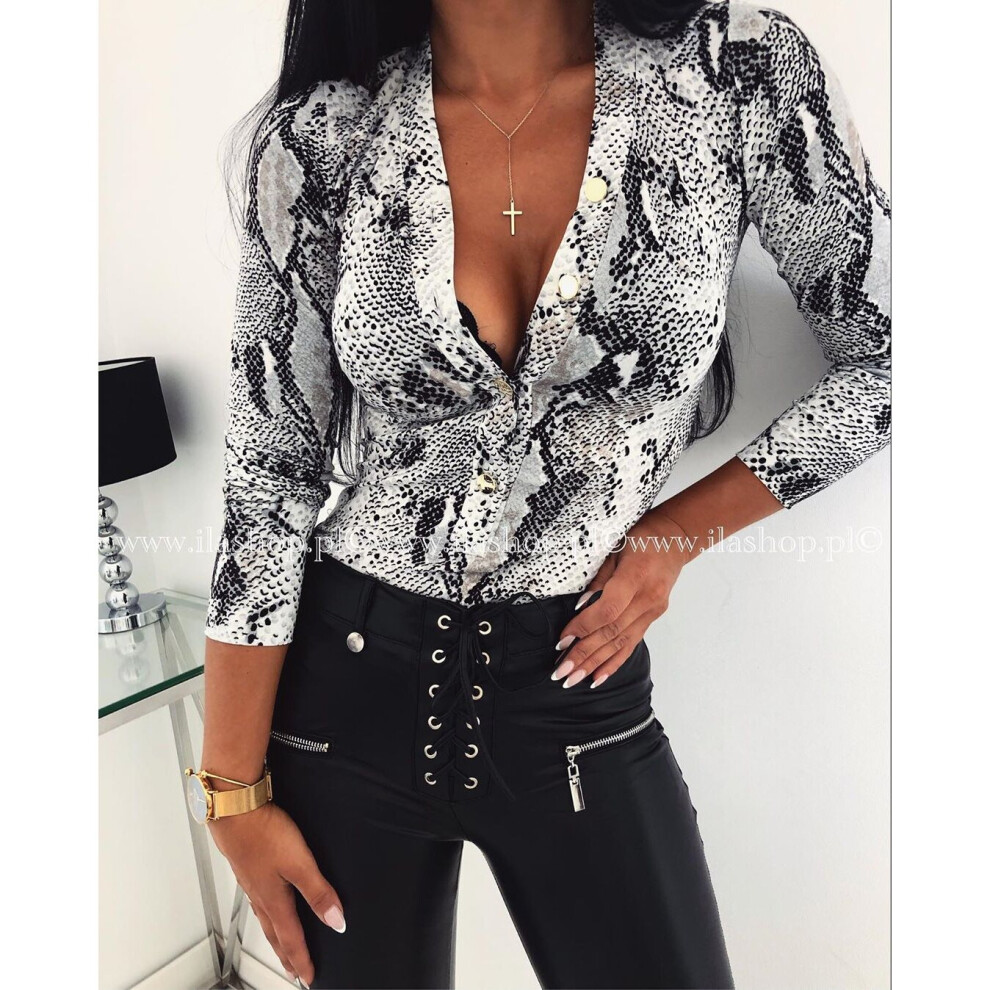 Autumn Women Leopard Printed Shirts Office Lady's Blouse Standing Collar Long Sleeves Universal Slim Shirts Tops-image-OPC-PBQJMWY-NEW