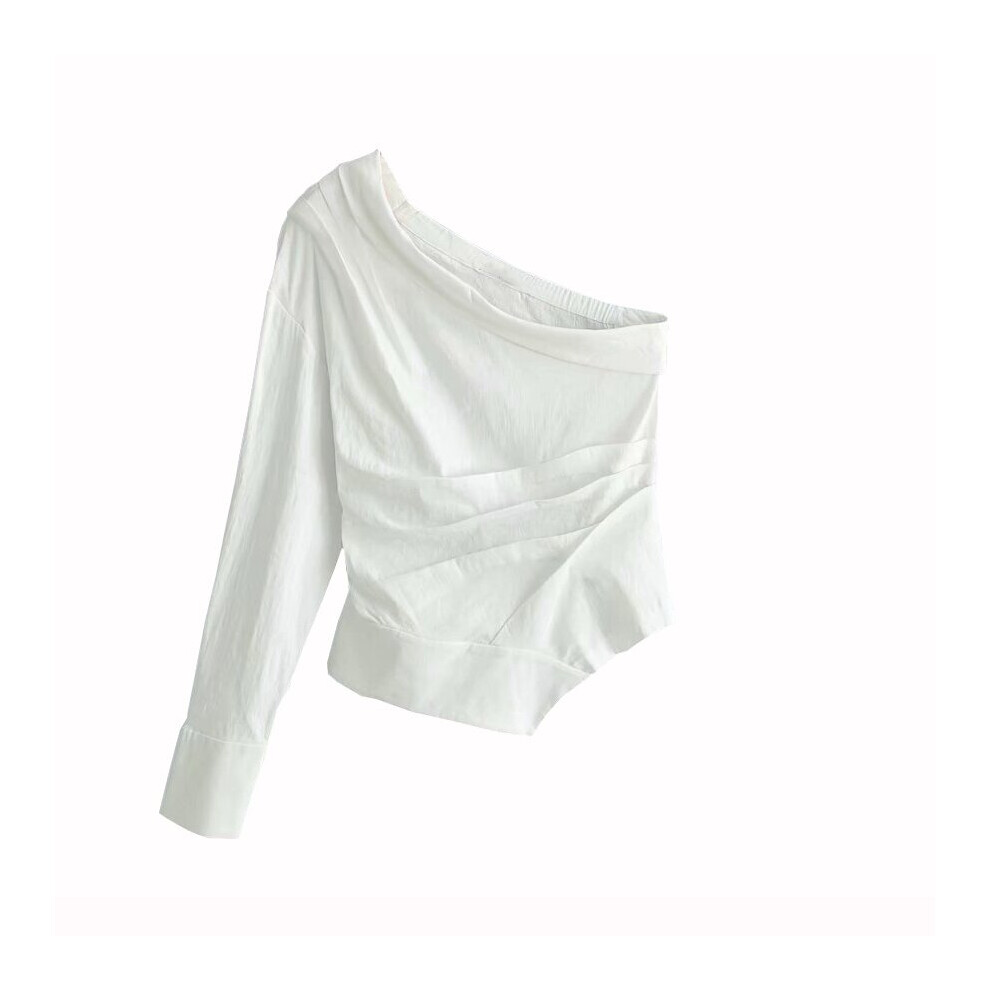 Women Sexy one shoulder blouse irregularity Long sleeve short female casual shirts stylish tops blusas-image-OPC-PBQJNJZ-NEW