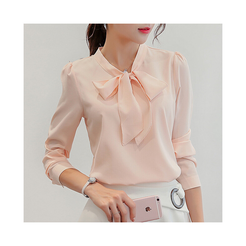 Spring Summer Blouse Women Long Sleeve Shirts Leisure Chiffon Shirt Bow Office Ladies Pink Tops Harajuku-image-OPC-PBQJN9X-NEW
