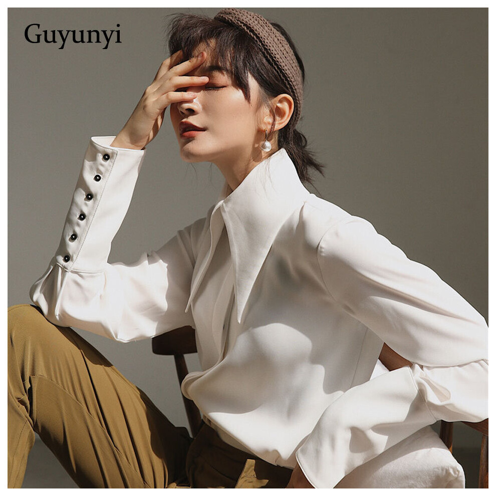 England Style Vintage Blouse Autumn Lantern Long Sleeve Big Pointed Lapel Comfortable Loose Shirt Women-image-OPC-PBQJPB8-NEW