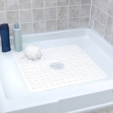 (53x53 CM, White) Extra Large Bath Mat Non Slip Bathtub Strong Suction Anti-Mold Rubber Shower Mats