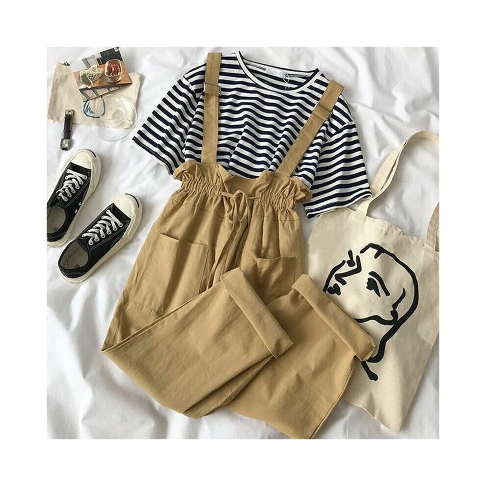 Women Summer Pants Set Female Striped T-shirt + Overall Pants Outfits Ladies Casual 2 Pieces Sets Suit L183-image-OPC-PBQJTBX-NEW