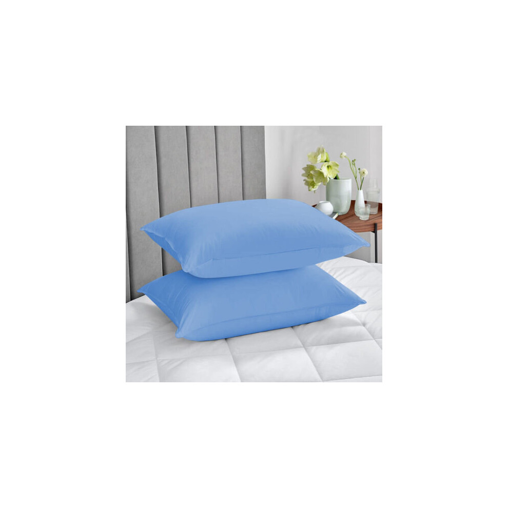 (Sky Blue, Pillow Case Only) Deep Fitted Sheet Bedsheets For Mattress All UK Size