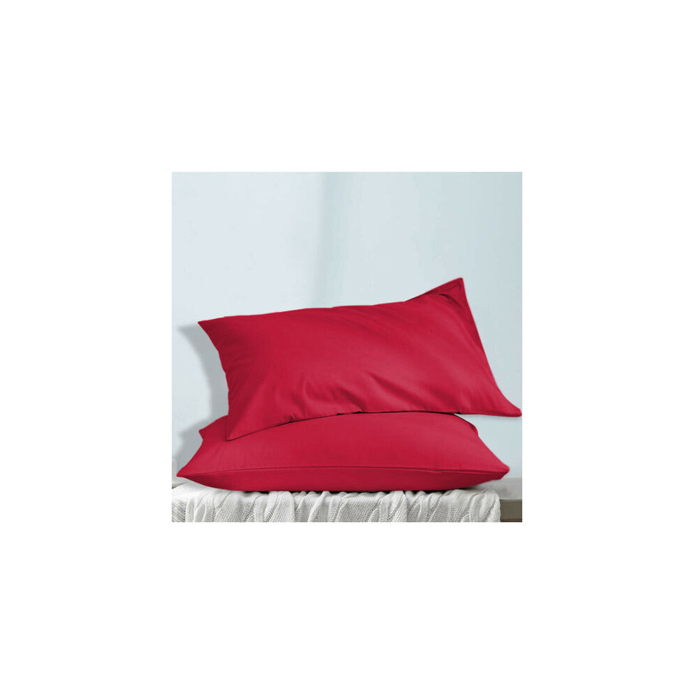 Imperial Rooms (Red, Pillow Case Only) 2-Pack Deep Fitted Sheet 25Cm Mattress Bed Sheets