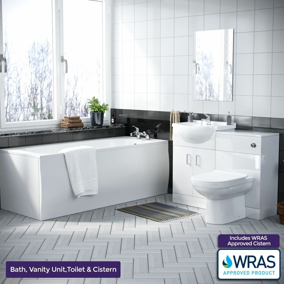 Nes Home 3 piece Bathroom Suite BTW Toilet Basin Vanity Unit and Bath