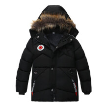 (Black, 4-5 Years) Kids Boys Winter Padded Jacket Fur Hooded Coat UK