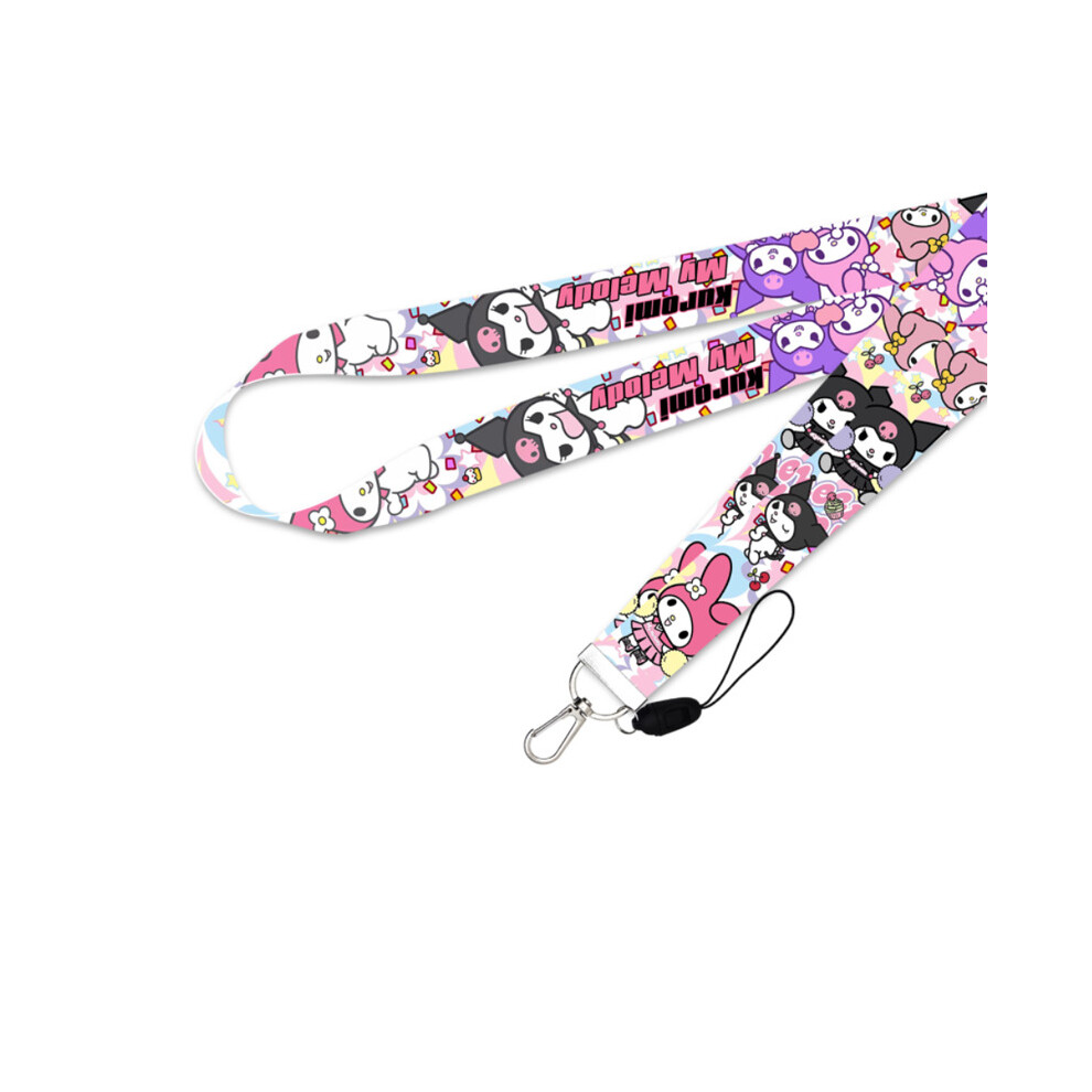 (Lanyard Silver) Sanrio Kuromi Character Phone Lanyard Id Tag Holder Neck Strap Anime Kawaii