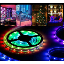 (5M with UK Plug) 5-15M RGB 3528 LED Strip Lights With IR Remote Back Light 12V Colour Changing UK