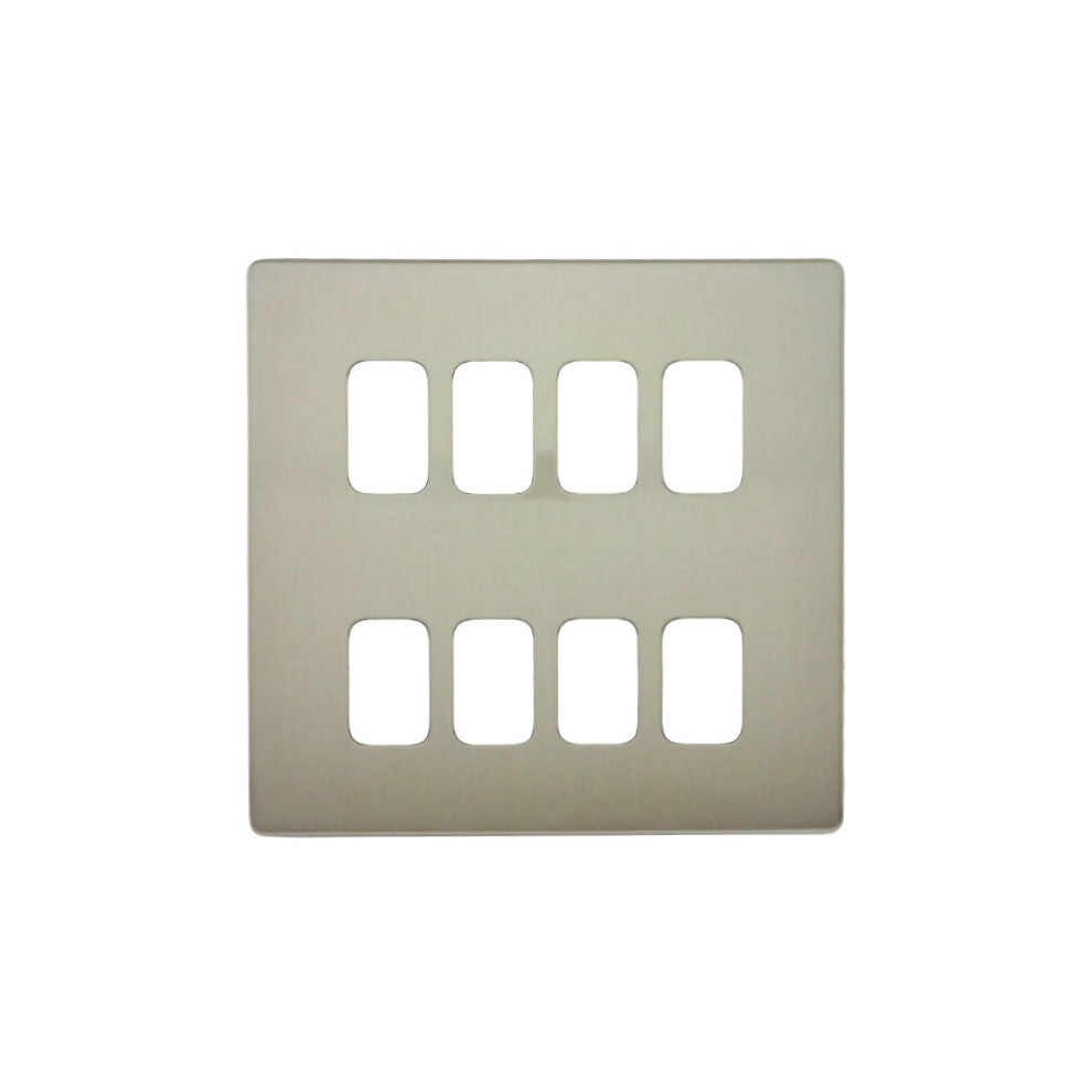 Deta G3386ss 'Ultra Screwless' Grid Cover Plate With Frame Stainless Steel - 8 Gang 5016211215411