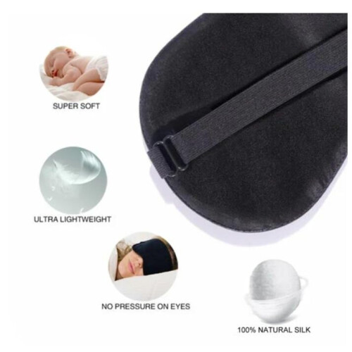 Schlafmaske Augenmaske 100% Seide Schwarz 1