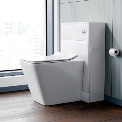 NES Home Modern D Shape Back To Wall WC Toilet and Concealed Cistern Tank 1